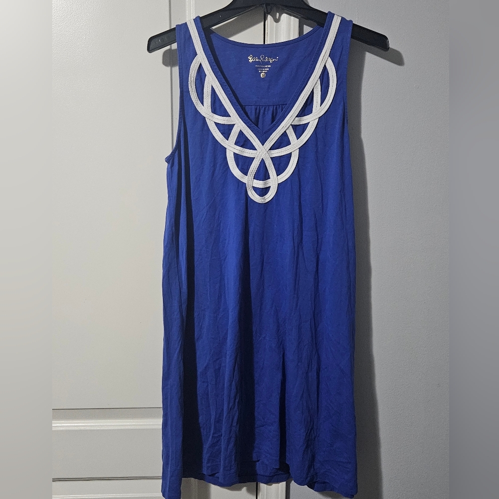 Lilly Pulitzer Royal Blue Sleeveless Dress with White Trim